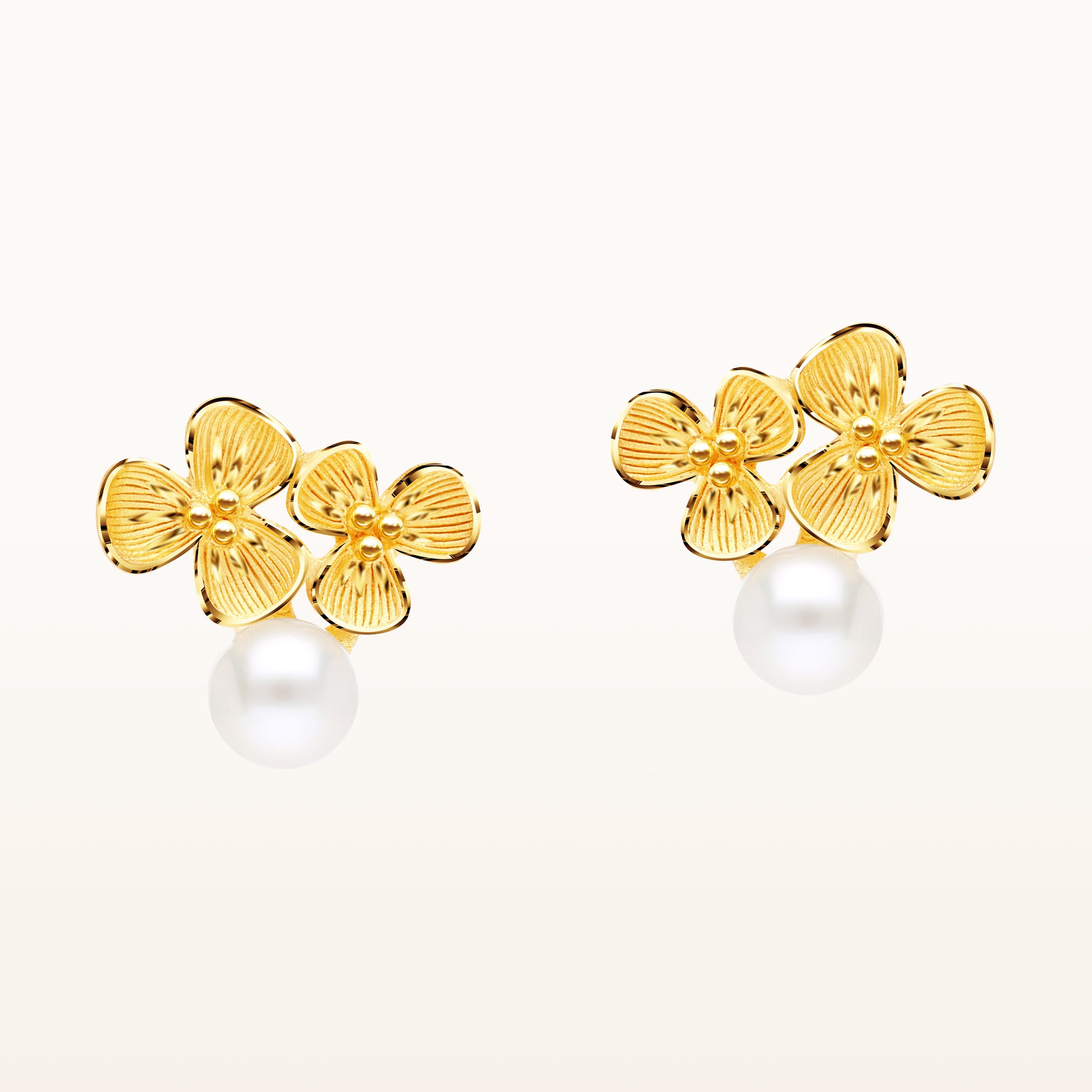 AURI STUDS, Gold-Finish Metal Pearl and Crystal Stud Earrings, Autumn  Collection