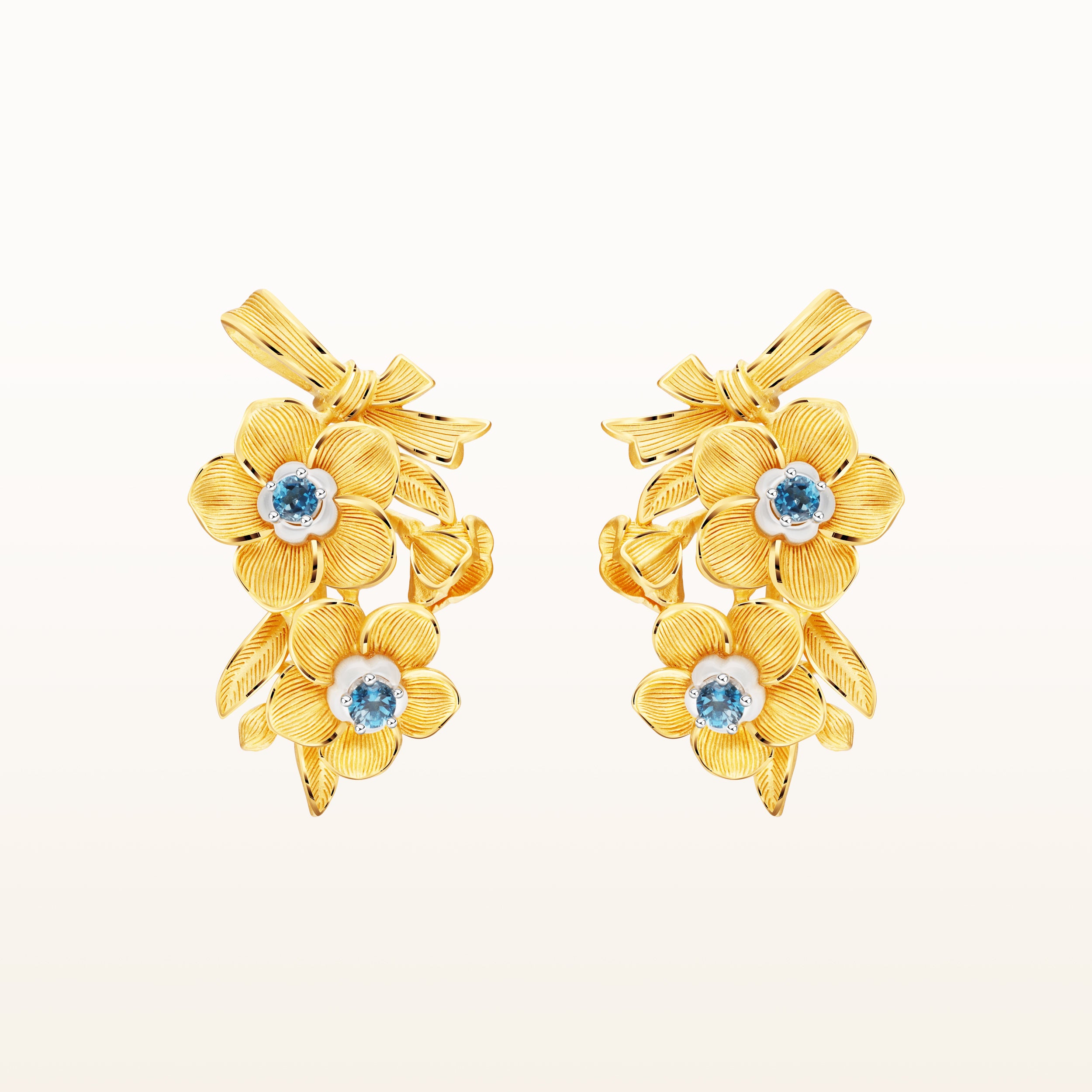 ASOS DESIGN drop earrings with 3D floral design in gold tone | ASOS