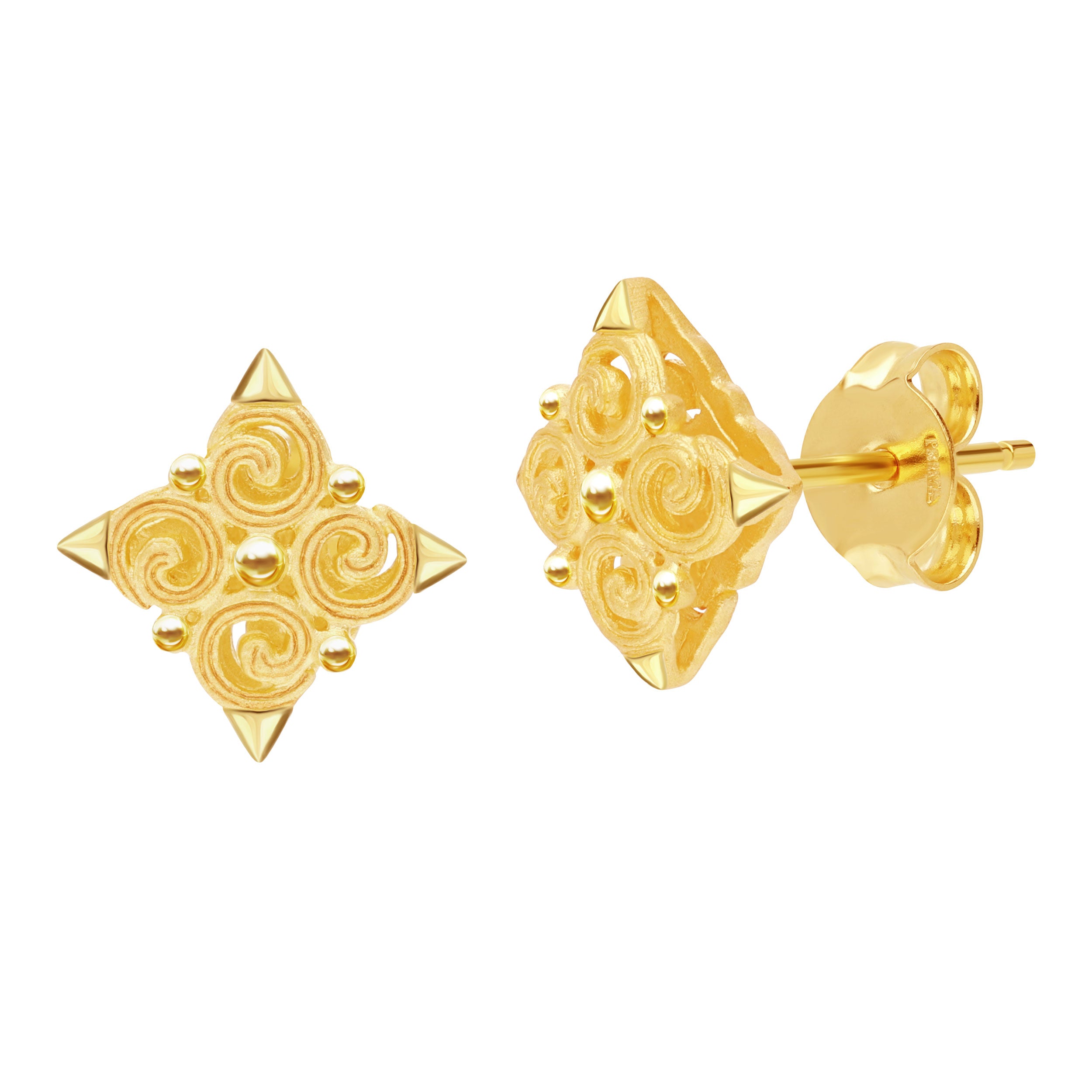 Gold Plated American Diamond Yellow Gold Stud Earring for Women's, Girls -  Modern Earrings