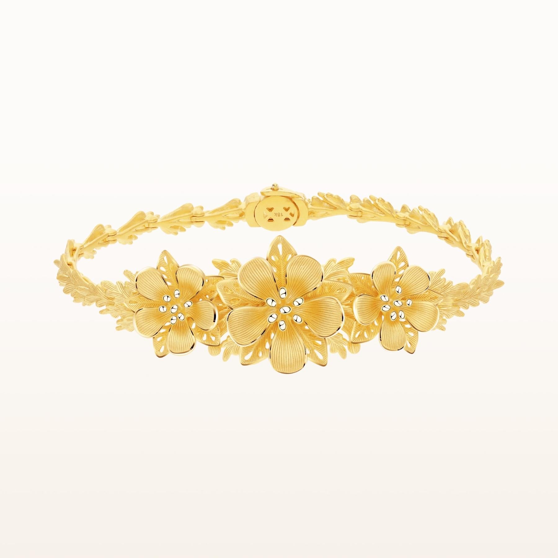 Gold bracelet store flower design