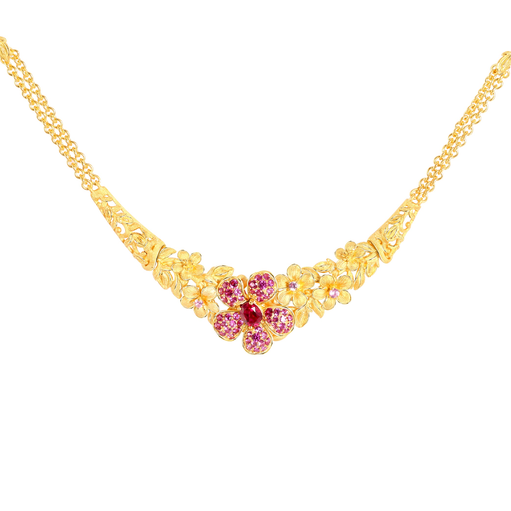 Buy Enticing Gold Design Ruby Stone Necklace Designs for Girls